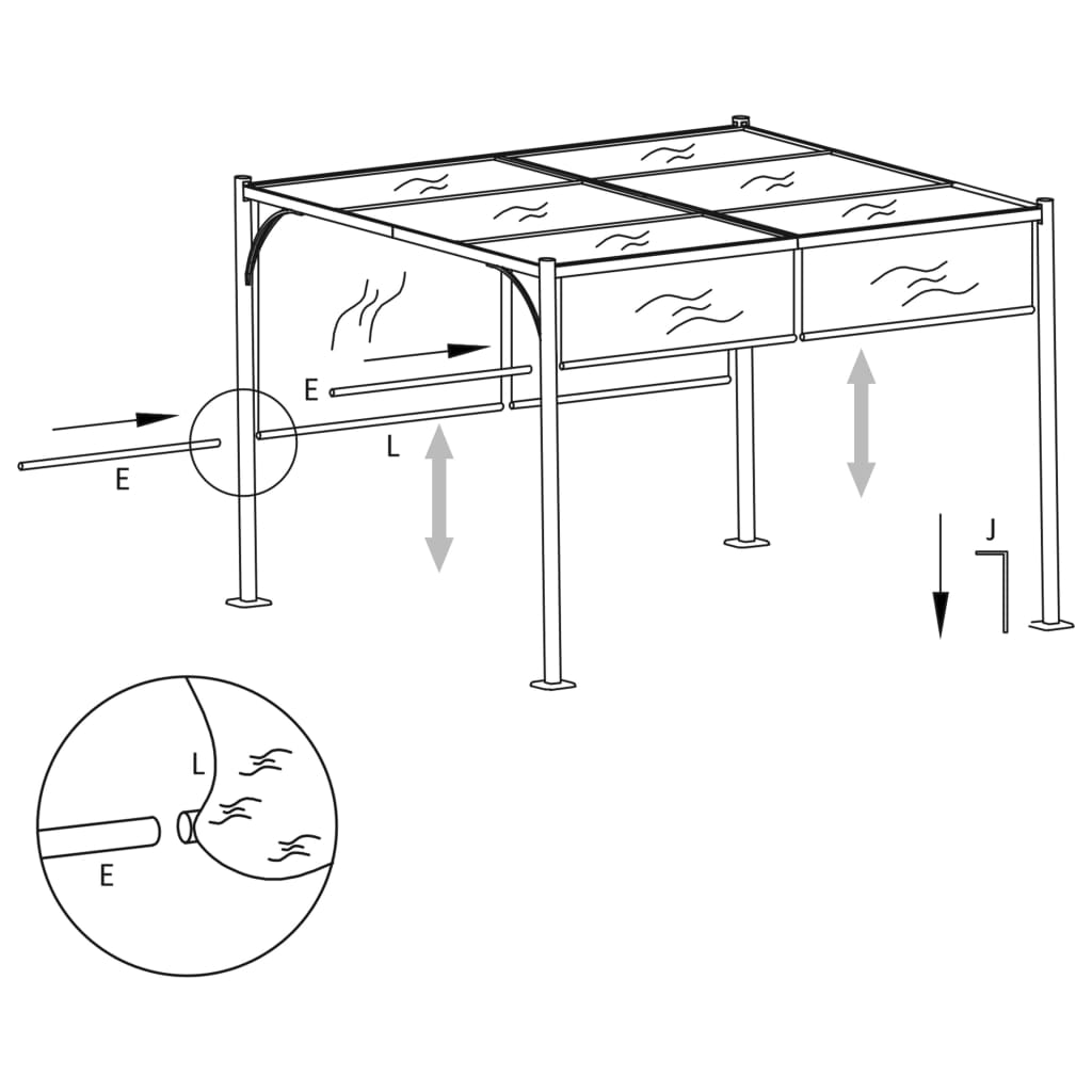 vidaXL Pergolă grădină cu acoperiș retractabil gri taupe 3x3m 180 g/m² vidaXL Pergolă grădină cu acoperiș retractabil gri taupe 3x3m 180 g/m²