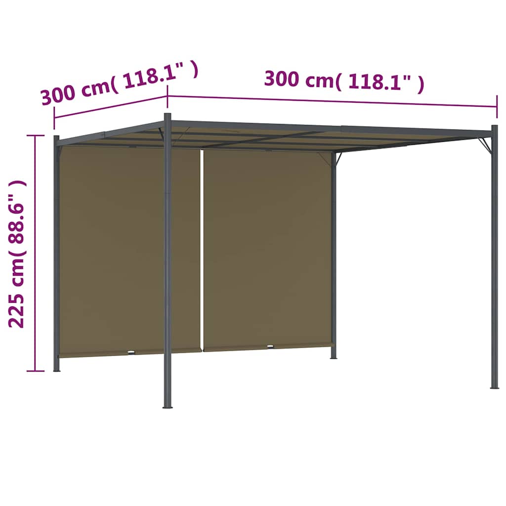 vidaXL Pergolă grădină cu acoperiș retractabil gri taupe 3x3m 180 g/m² vidaXL Pergolă grădină cu acoperiș retractabil gri taupe 3x3m 180 g/m²