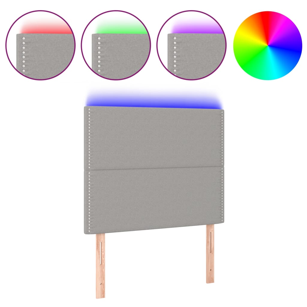vidaXL Tăblie de pat cu LED, gri deschis, 80x5x118/128 cm, textil vidaXL Tăblie de pat cu LED, gri deschis, 80x5x118/128 cm, textil