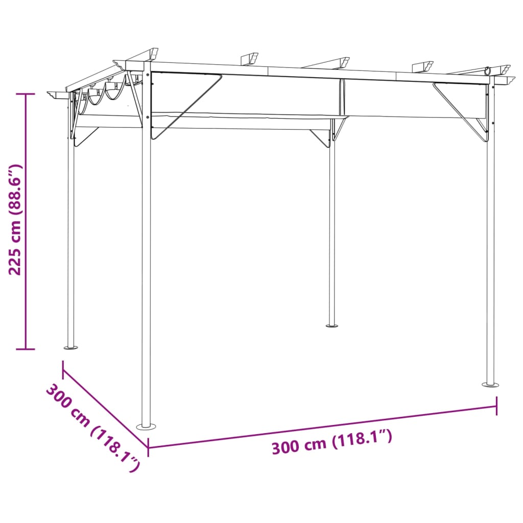 vidaXL Pergolă cu acoperiș retractabil, antracit, 3x3m, oțel, 180 g/m² vidaXL Pergolă cu acoperiș retractabil, antracit, 3x3m, oțel, 180 g/m²