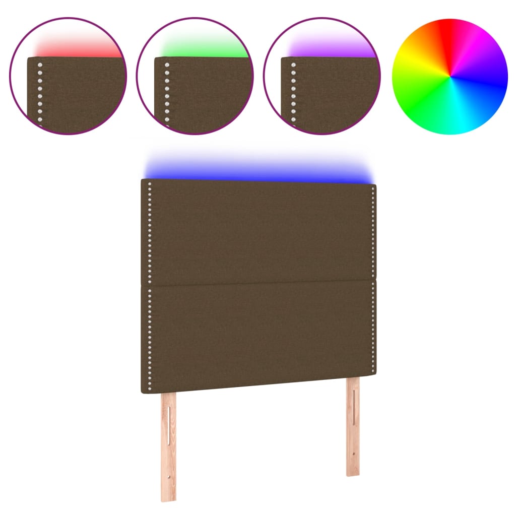 vidaXL Tăblie de pat cu LED, maro închis, 80x5x118/128 cm, textil vidaXL Tăblie de pat cu LED, maro închis, 80x5x118/128 cm, textil