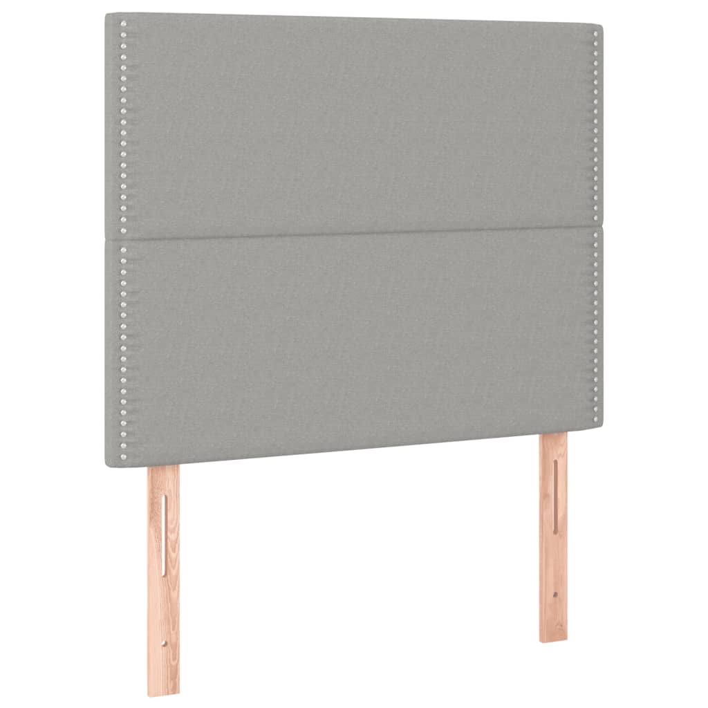 vidaXL Tăblie de pat cu LED, gri deschis, 90x5x118/128 cm, textil vidaXL Tăblie de pat cu LED, gri deschis, 90x5x118/128 cm, textil