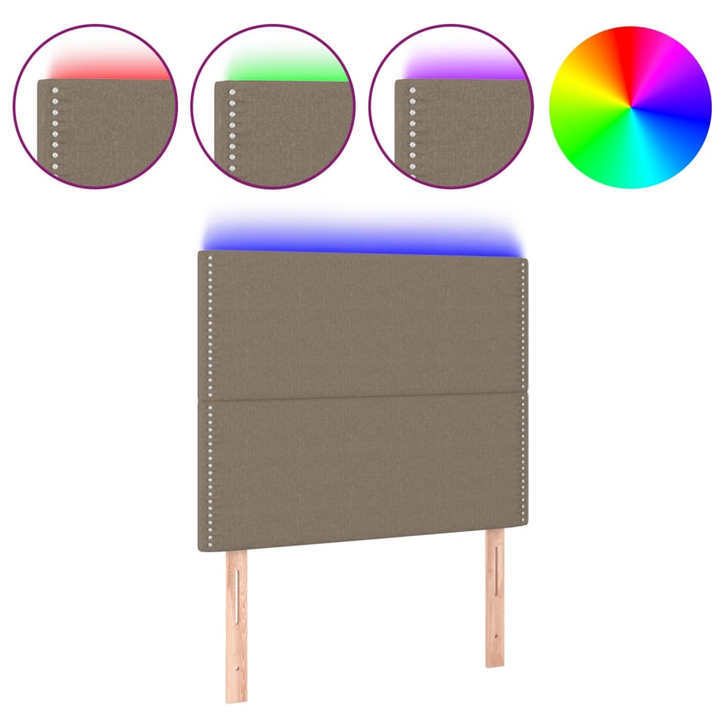 vidaXL Tăblie de pat cu LED, gri taupe, 90x5x118/128 cm, textil vidaXL Tăblie de pat cu LED, gri taupe, 90x5x118/128 cm, textil