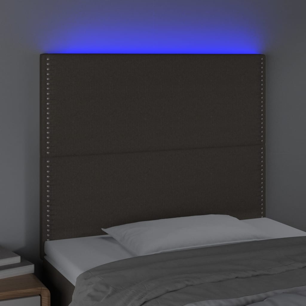 vidaXL Tăblie de pat cu LED, gri taupe, 90x5x118/128 cm, textil vidaXL Tăblie de pat cu LED, gri taupe, 90x5x118/128 cm, textil