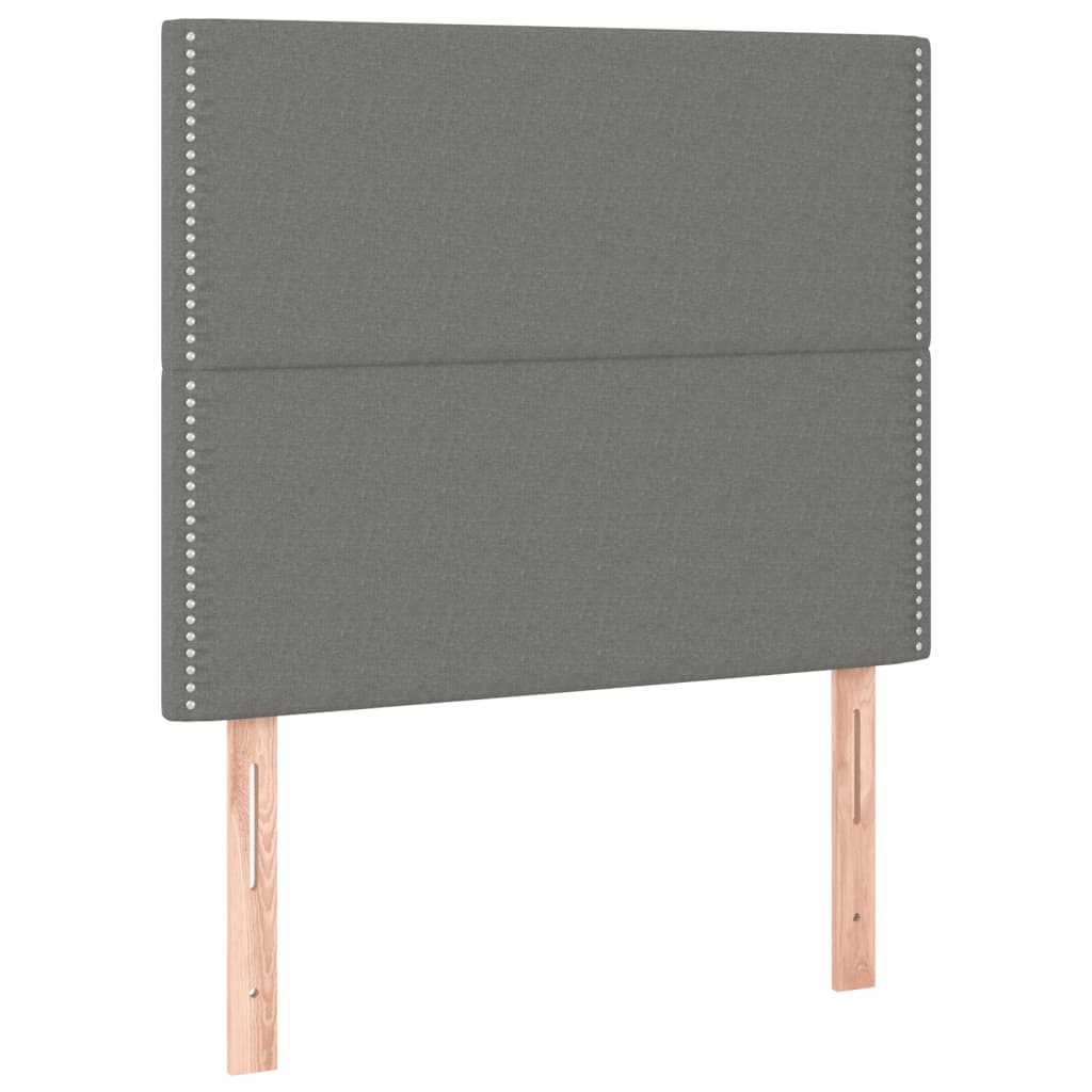 vidaXL Tăblie de pat cu LED, gri închis, 100x5x118/128 cm, textil vidaXL Tăblie de pat cu LED, gri închis, 100x5x118/128 cm, textil