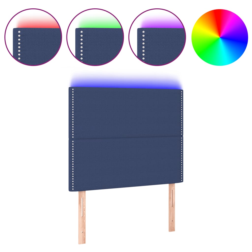 vidaXL Tăblie de pat cu LED, albastru, 100x5x118/128 cm, textil vidaXL Tăblie de pat cu LED, albastru, 100x5x118/128 cm, textil