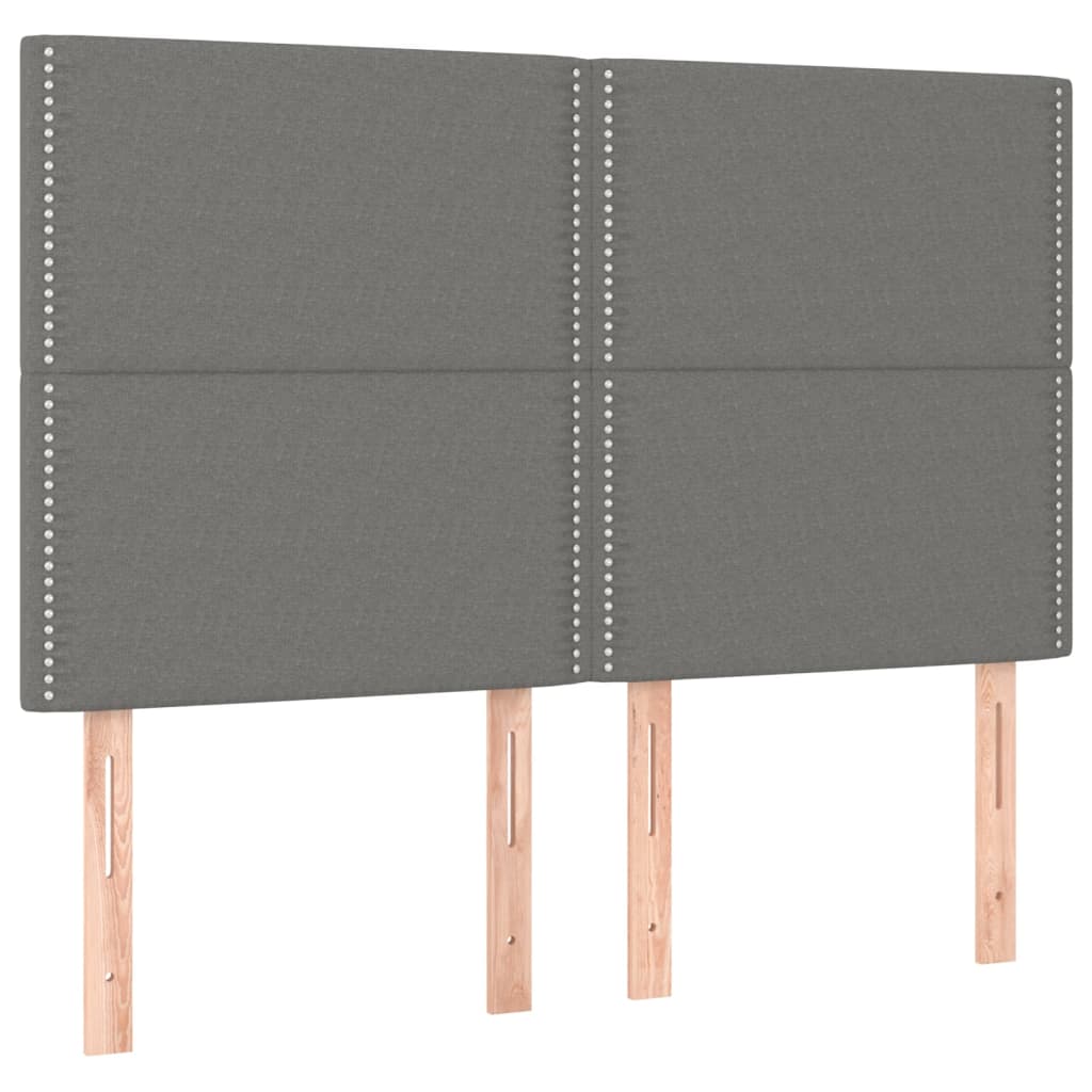 vidaXL Tăblie de pat cu LED, gri închis, 144x5x118/128 cm, textil vidaXL Tăblie de pat cu LED, gri închis, 144x5x118/128 cm, textil