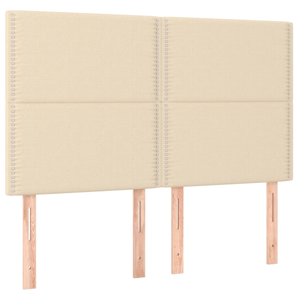 vidaXL Tăblie de pat cu LED, crem, 144x5x118/128 cm, textil