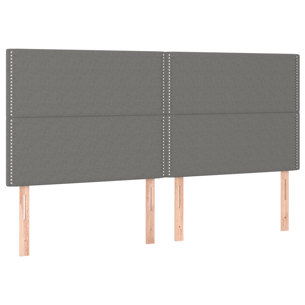 vidaXL Tăblie de pat cu LED, gri închis, 160x5x118/128 cm, textil vidaXL Tăblie de pat cu LED, gri închis, 160x5x118/128 cm, textil