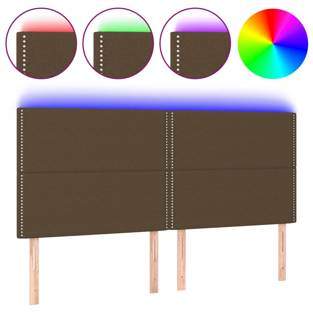 vidaXL Tăblie de pat cu LED, maro închis, 160x5x118/128 cm, textil vidaXL Tăblie de pat cu LED, maro închis, 160x5x118/128 cm, textil