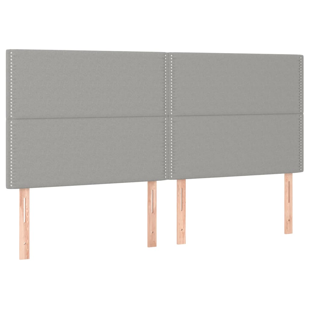 vidaXL Tăblie de pat cu LED, gri deschis, 180x5x118/128 cm, textil vidaXL Tăblie de pat cu LED, gri deschis, 180x5x118/128 cm, textil