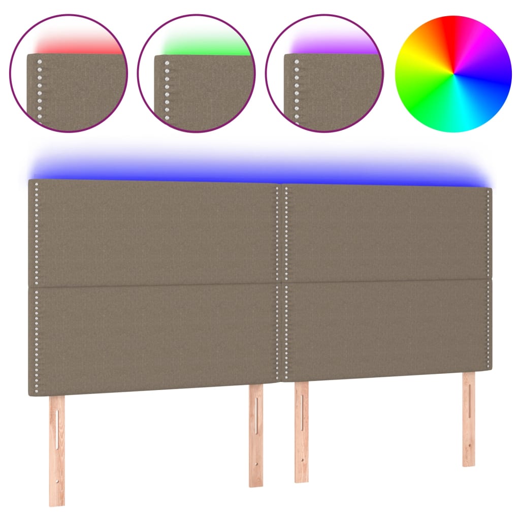 vidaXL Tăblie de pat cu LED, gri taupe, 180x5x118/128 cm, textil