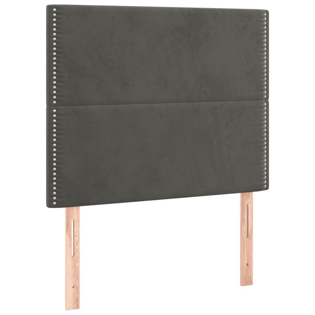 vidaXL Tăblie de pat cu LED, gri închis, 80x5x118/128 cm, catifea