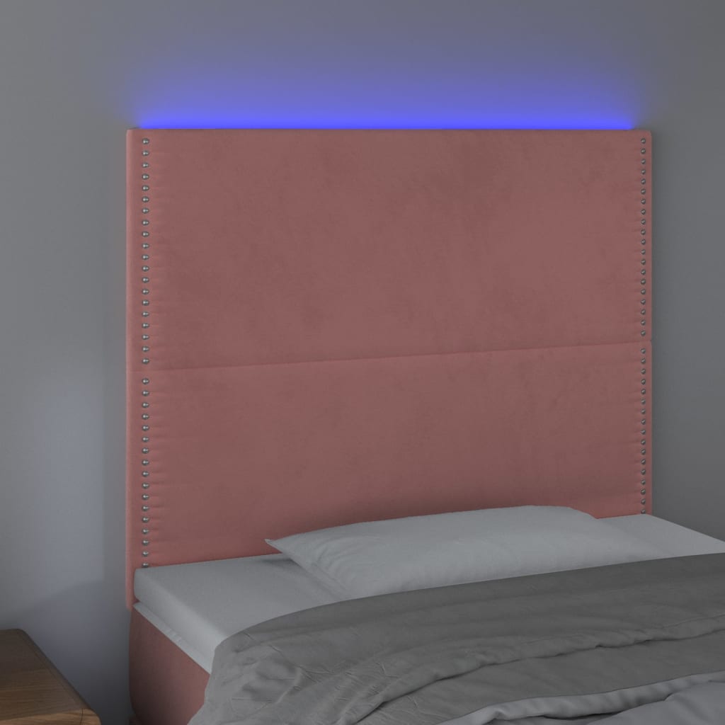 vidaXL Tăblie de pat cu LED, roz, 80x5x118/128 cm, catifea vidaXL Tăblie de pat cu LED, roz, 80x5x118/128 cm, catifea