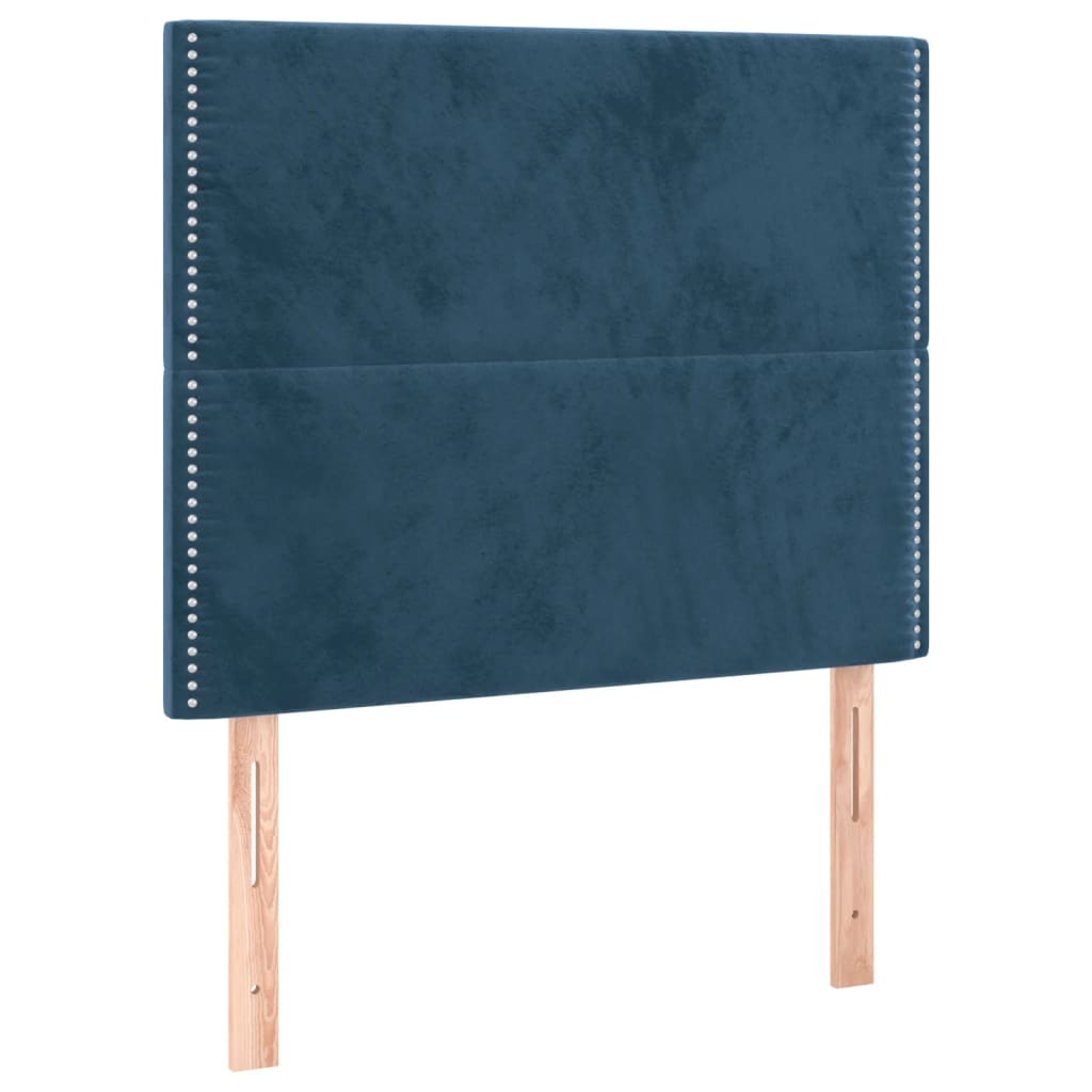 vidaXL Tăblie de pat cu LED, albastru închis, 90x5x118/128 cm, catifea