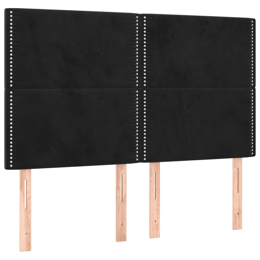 vidaXL Tăblie de pat cu LED, negru, 144x5x118/128 cm, catifea vidaXL Tăblie de pat cu LED, negru, 144x5x118/128 cm, catifea