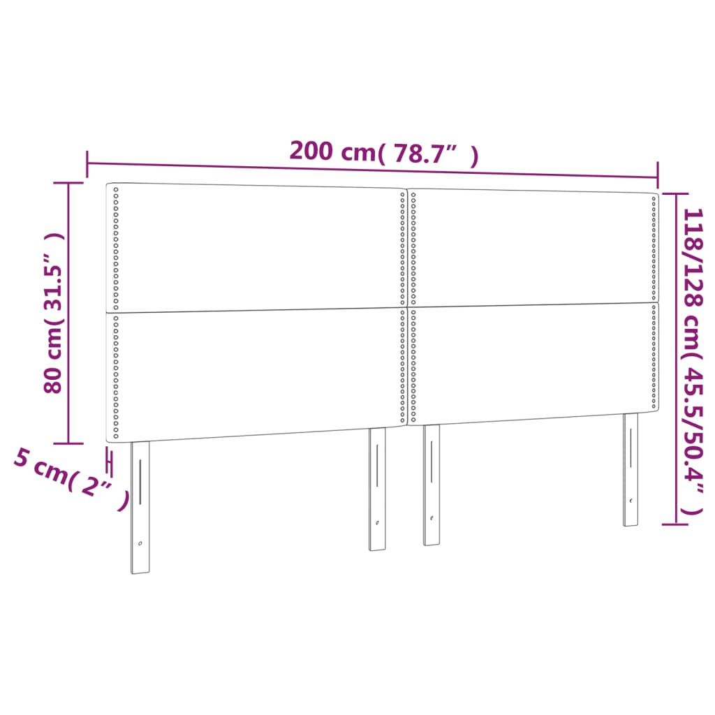 vidaXL Tăblie de pat cu LED, albastru închis, 200x5x118/128cm catifea