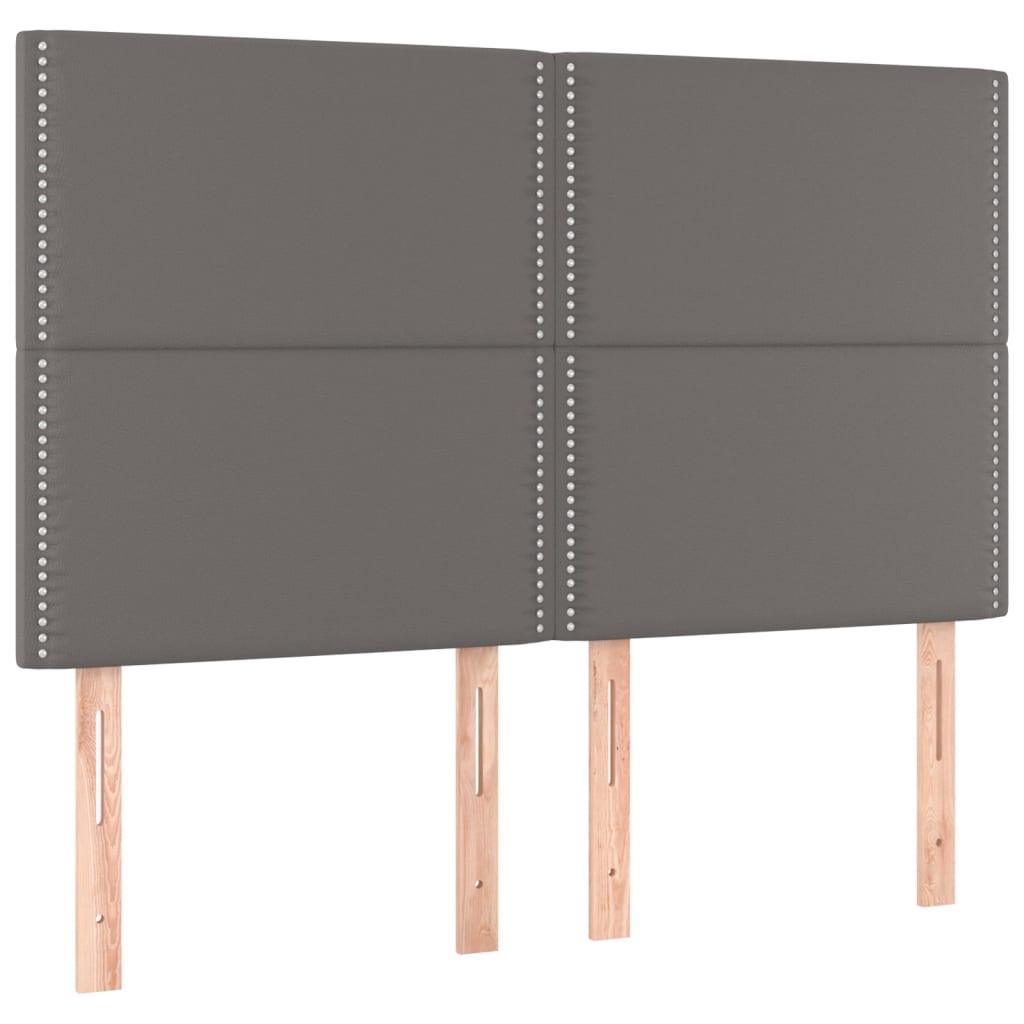 vidaXL Tăblie de pat cu LED, gri, 144x5x118/128 cm, textil vidaXL Tăblie de pat cu LED, gri, 144x5x118/128 cm, textil
