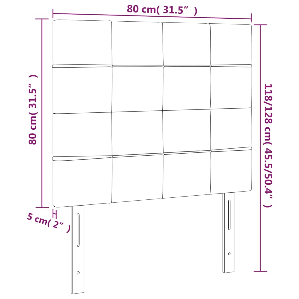 vidaXL Tăblie de pat cu LED, albastru, 80x5x118/128 cm, textil