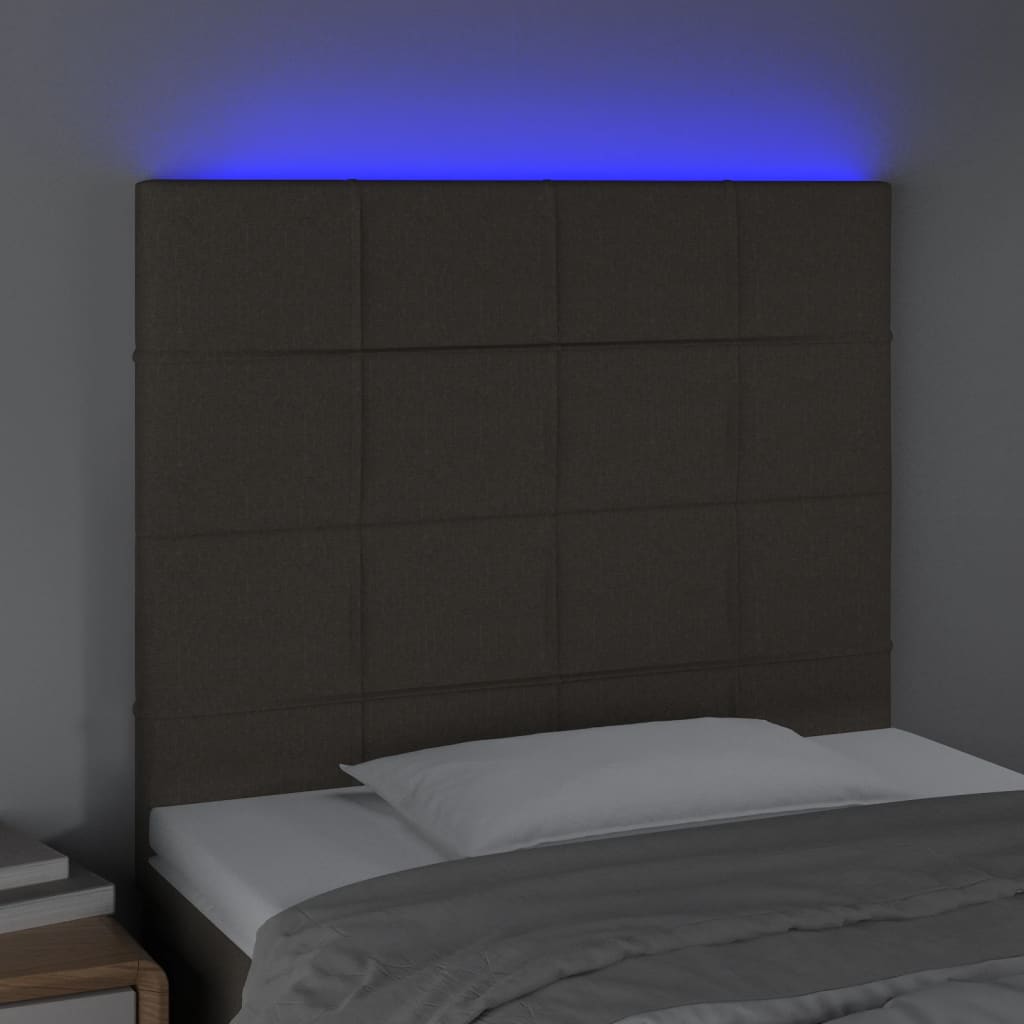 vidaXL Tăblie de pat cu LED, gri taupe, 90x5x118/128 cm, textil
