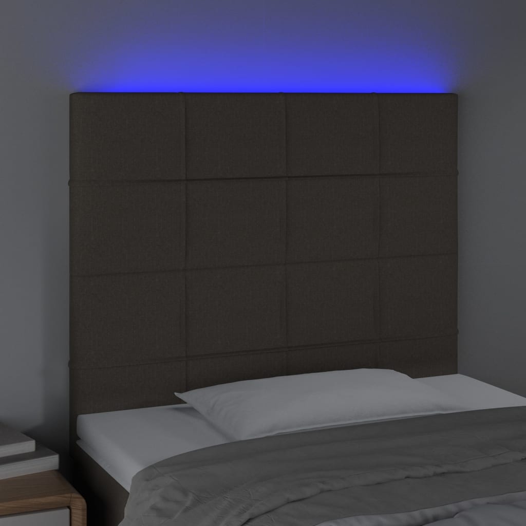 vidaXL Tăblie de pat cu LED, gri taupe, 100x5x118/128 cm, textil vidaXL Tăblie de pat cu LED, gri taupe, 100x5x118/128 cm, textil