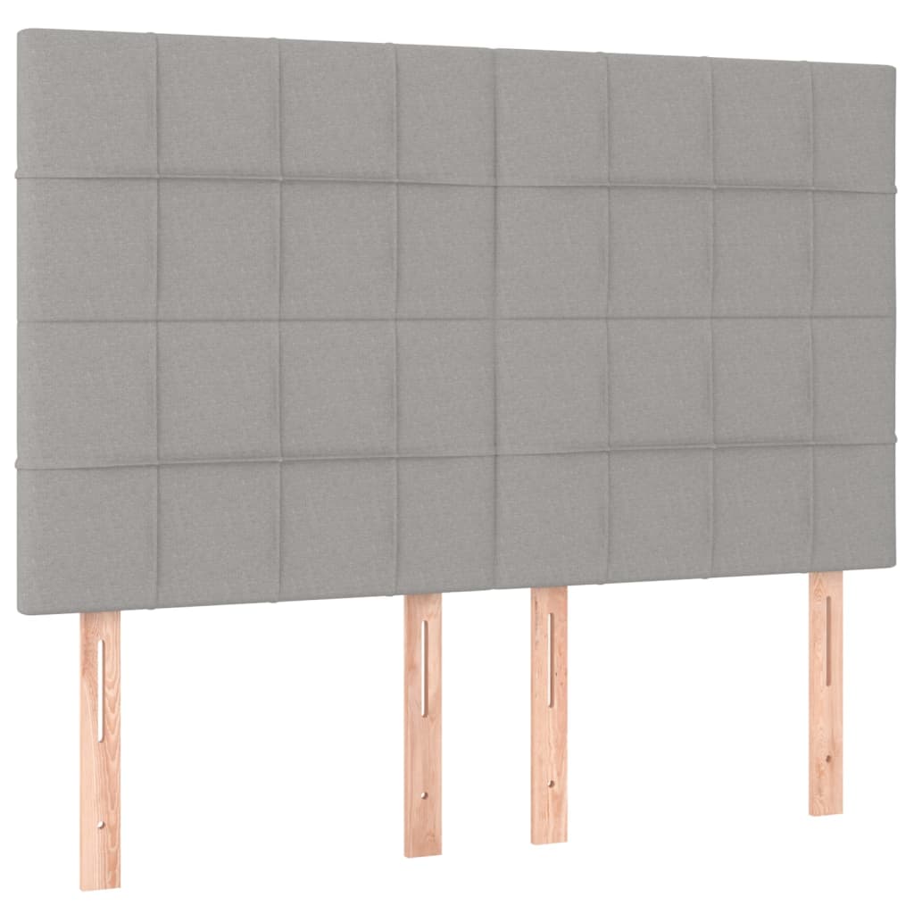 vidaXL Tăblie de pat cu LED, gri deschis, 144x5x118/128 cm, textil
