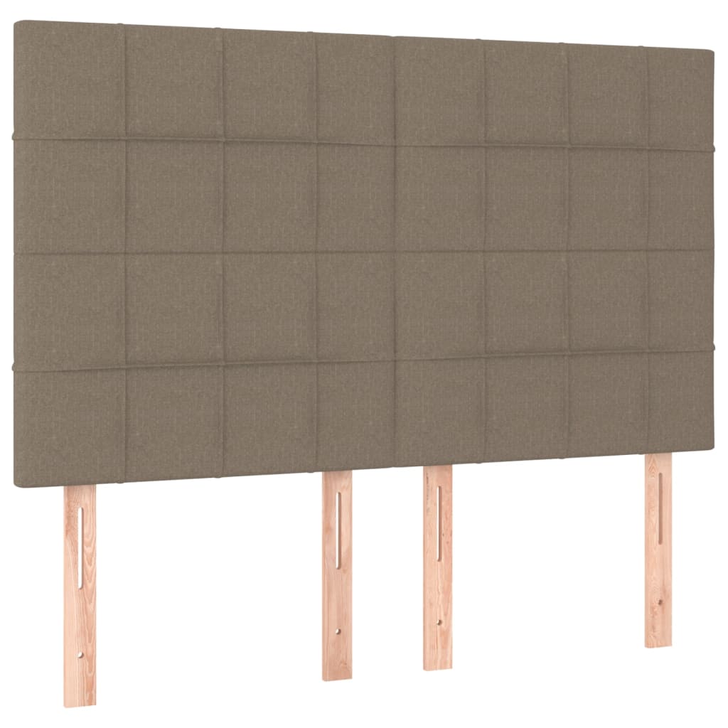 vidaXL Tăblie de pat cu LED, gri taupe, 144x5x118/128 cm, textil vidaXL Tăblie de pat cu LED, gri taupe, 144x5x118/128 cm, textil