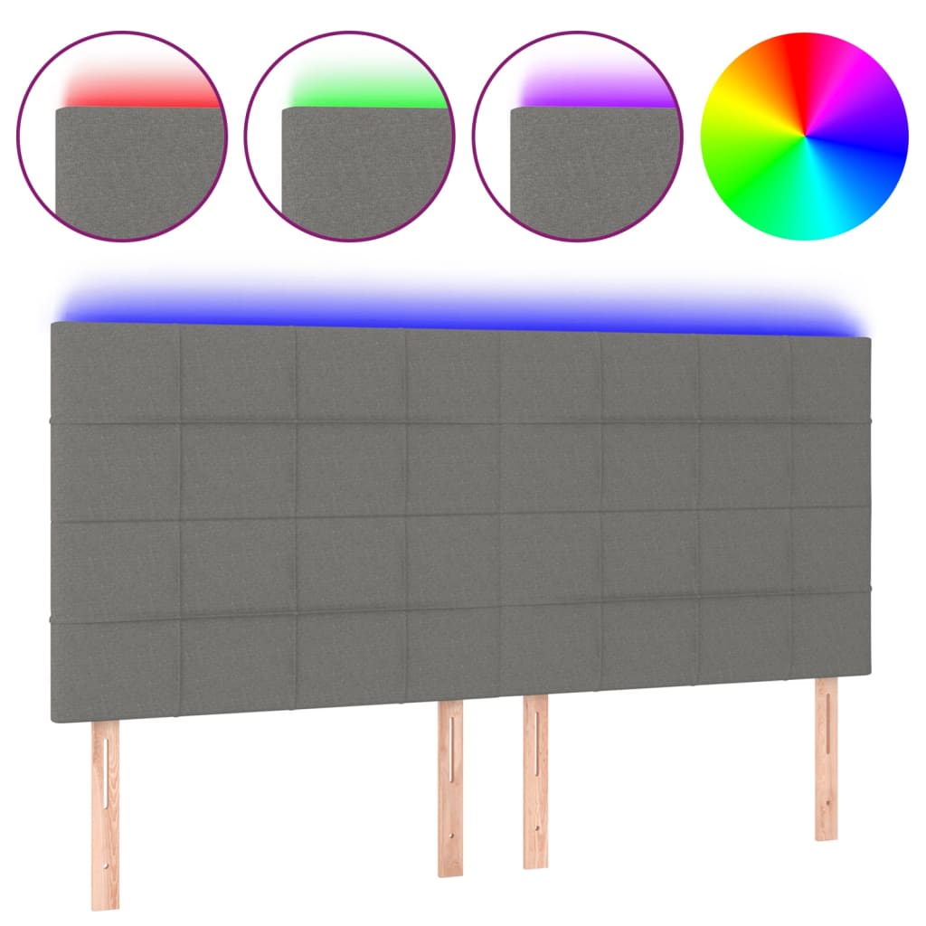 vidaXL Tăblie de pat cu LED, gri închis, 160x5x118/128 cm, textil vidaXL Tăblie de pat cu LED, gri închis, 160x5x118/128 cm, textil