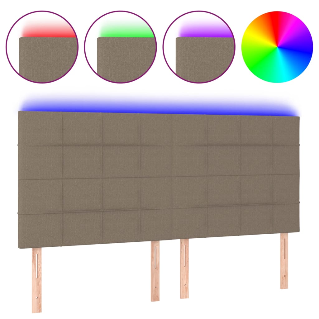vidaXL Tăblie de pat cu LED, gri taupe, 160x5x118/128 cm, textil vidaXL Tăblie de pat cu LED, gri taupe, 160x5x118/128 cm, textil