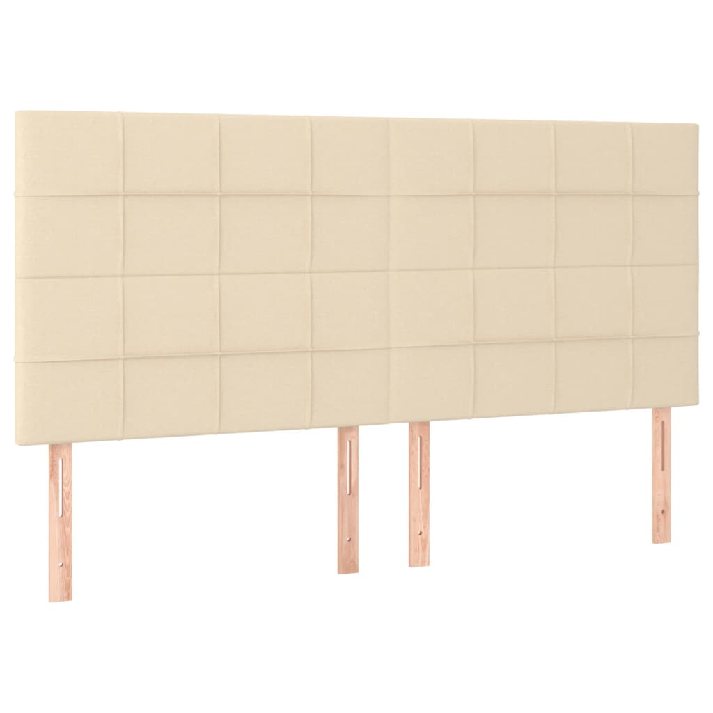 vidaXL Tăblie de pat cu LED, crem, 160x5x118/128 cm, textil