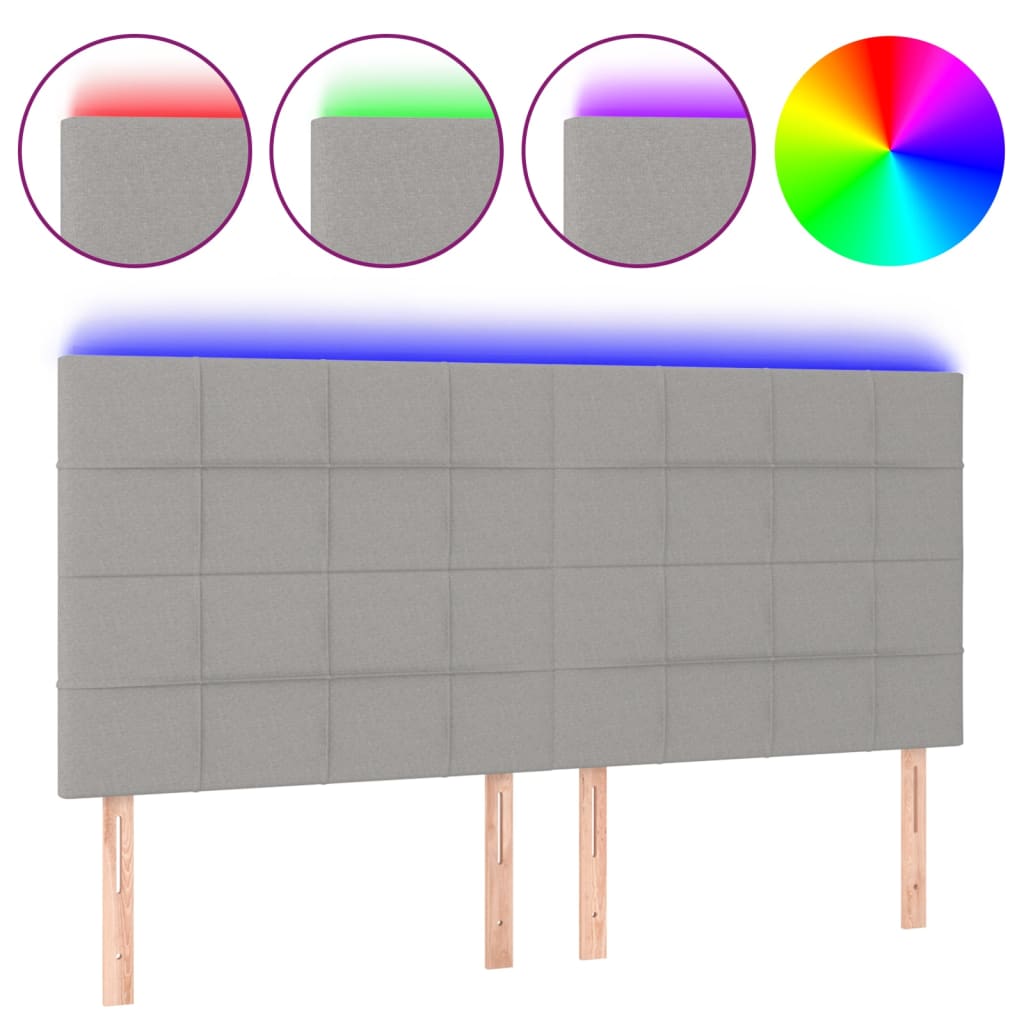 vidaXL Tăblie de pat cu LED, gri deschis, 180x5x118/128 cm, textil vidaXL Tăblie de pat cu LED, gri deschis, 180x5x118/128 cm, textil