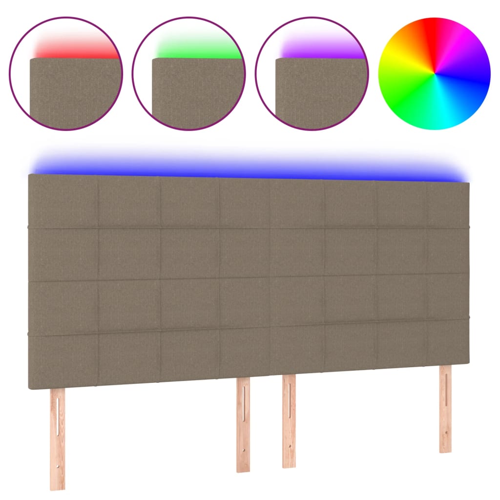 vidaXL Tăblie de pat cu LED, gri taupe, 180x5x118/128 cm, textil