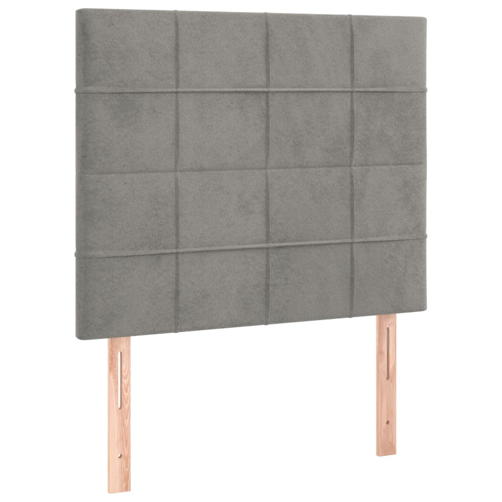 vidaXL Tăblie de pat cu LED, gri deschis, 80x5x118/128 cm, catifea vidaXL Tăblie de pat cu LED, gri deschis, 80x5x118/128 cm, catifea