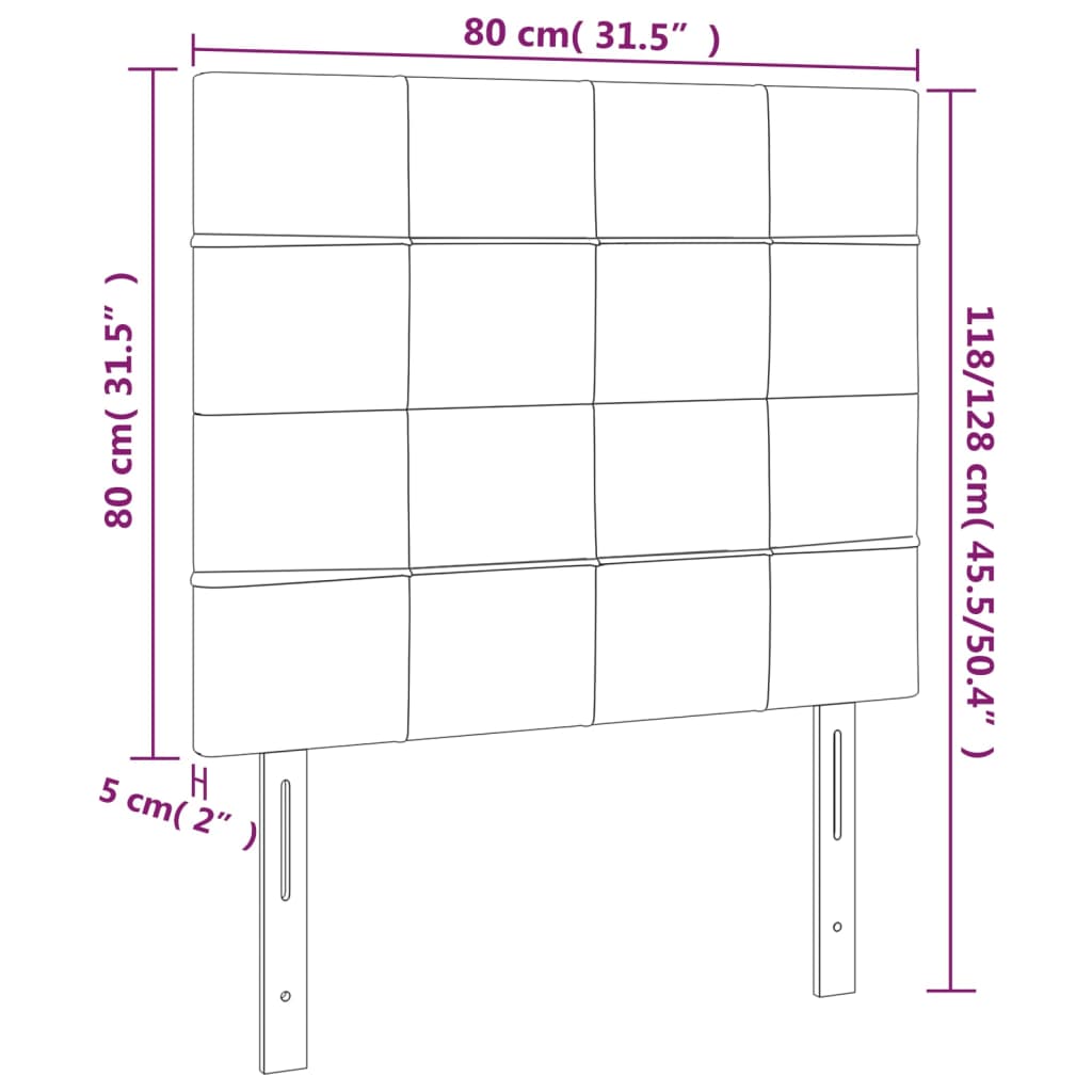 vidaXL Tăblie de pat cu LED, albastru închis, 80x5x118/128cm, catifea