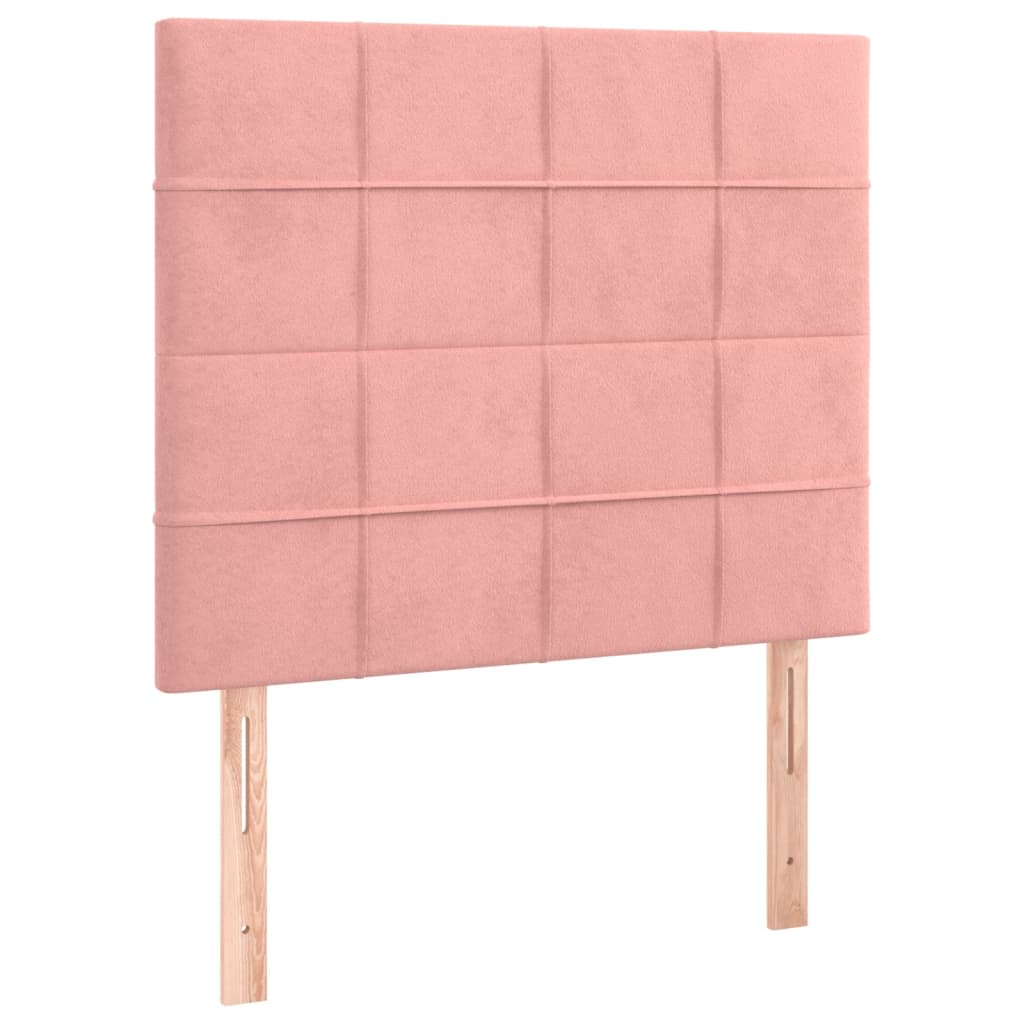 vidaXL Tăblie de pat cu LED, roz, 80x5x118/128 cm, catifea