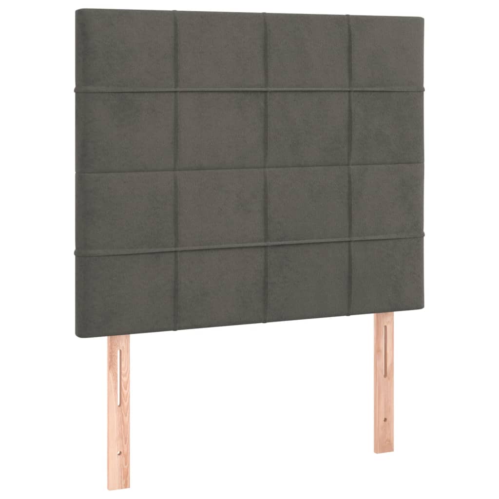 vidaXL Tăblie de pat cu LED, gri închis, 90x5x118/128 cm, catifea vidaXL Tăblie de pat cu LED, gri închis, 90x5x118/128 cm, catifea