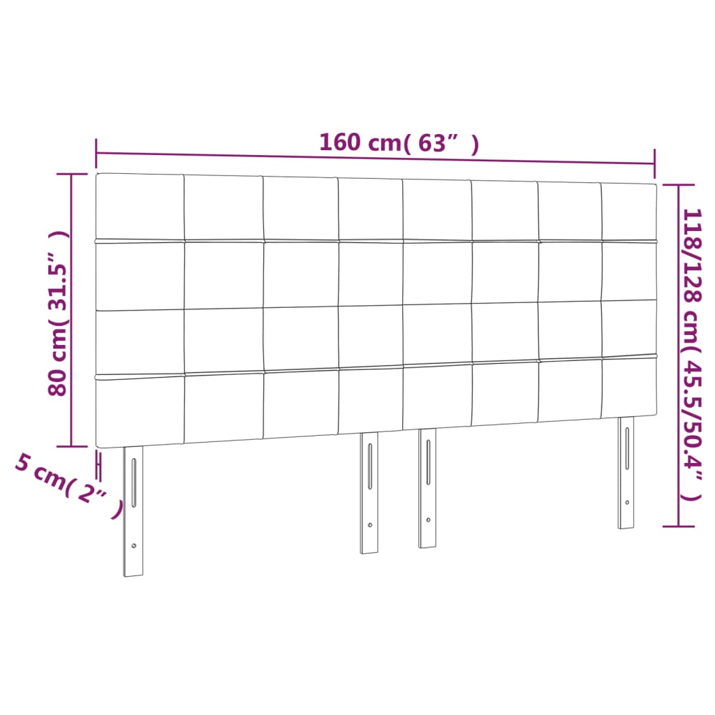vidaXL Tăblie de pat cu LED, albastru închis, 160x5x118/128cm, catifea