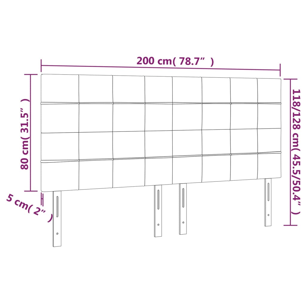 vidaXL Tăblie de pat cu LED, albastru închis, 200x5x118/128cm catifea