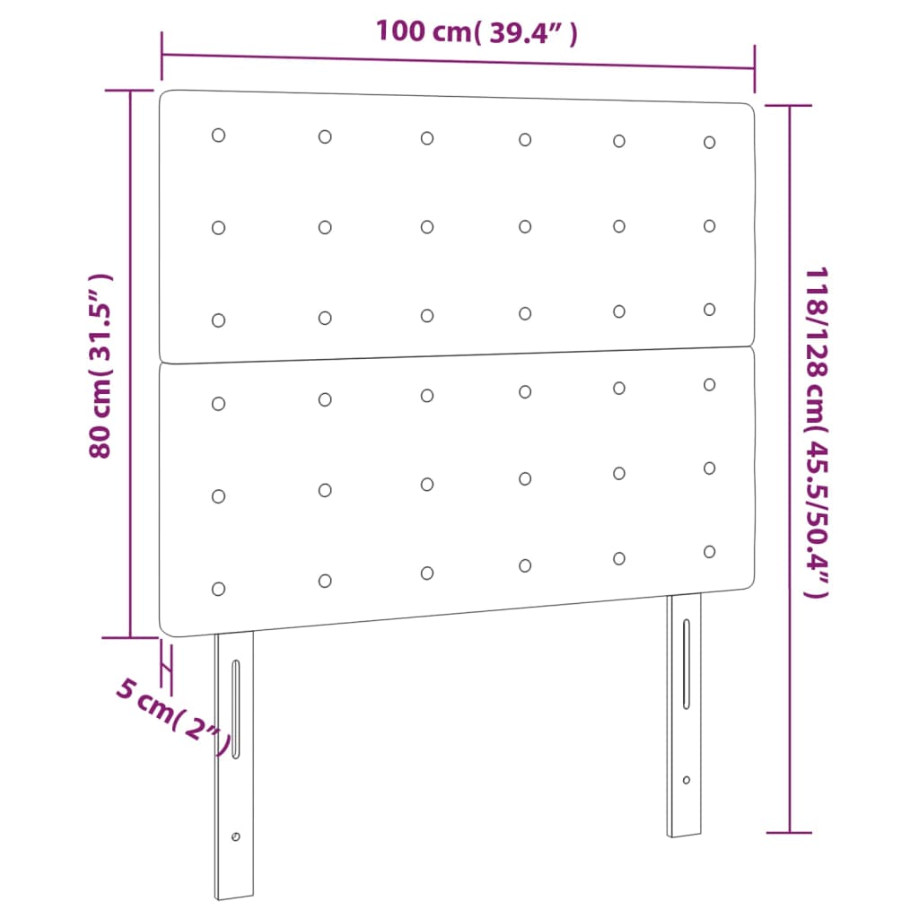 vidaXL Tăblie de pat cu LED, alb, 100x5x118/128 cm, piele ecologică vidaXL Tăblie de pat cu LED, alb, 100x5x118/128 cm, piele ecologică