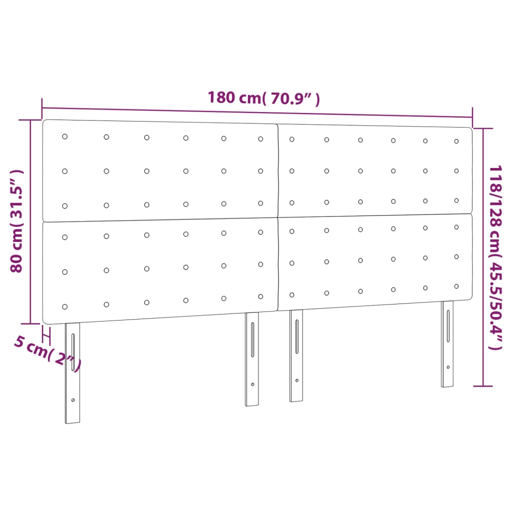 vidaXL Tăblie de pat cu LED, alb, 180x5x118/128 cm, piele ecologică vidaXL Tăblie de pat cu LED, alb, 180x5x118/128 cm, piele ecologică