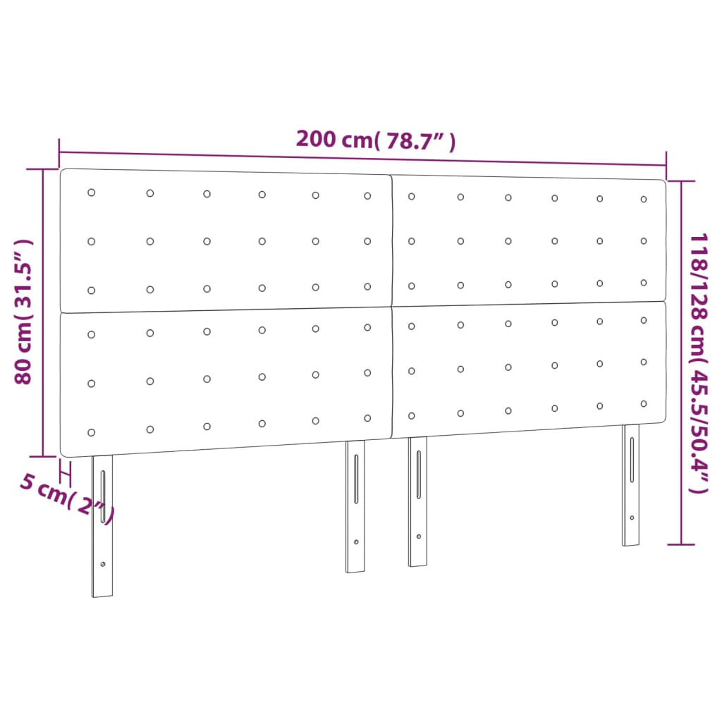 vidaXL Tăblie de pat cu LED, alb, 200x5x118/128 cm, piele ecologică vidaXL Tăblie de pat cu LED, alb, 200x5x118/128 cm, piele ecologică