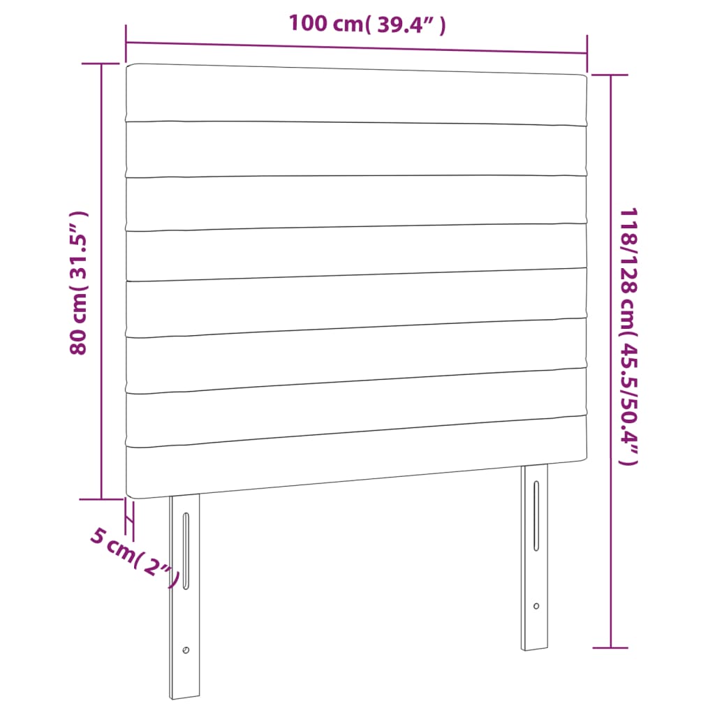 vidaXL Tăblie de pat cu LED, crem, 100x5x118/128 cm, textil