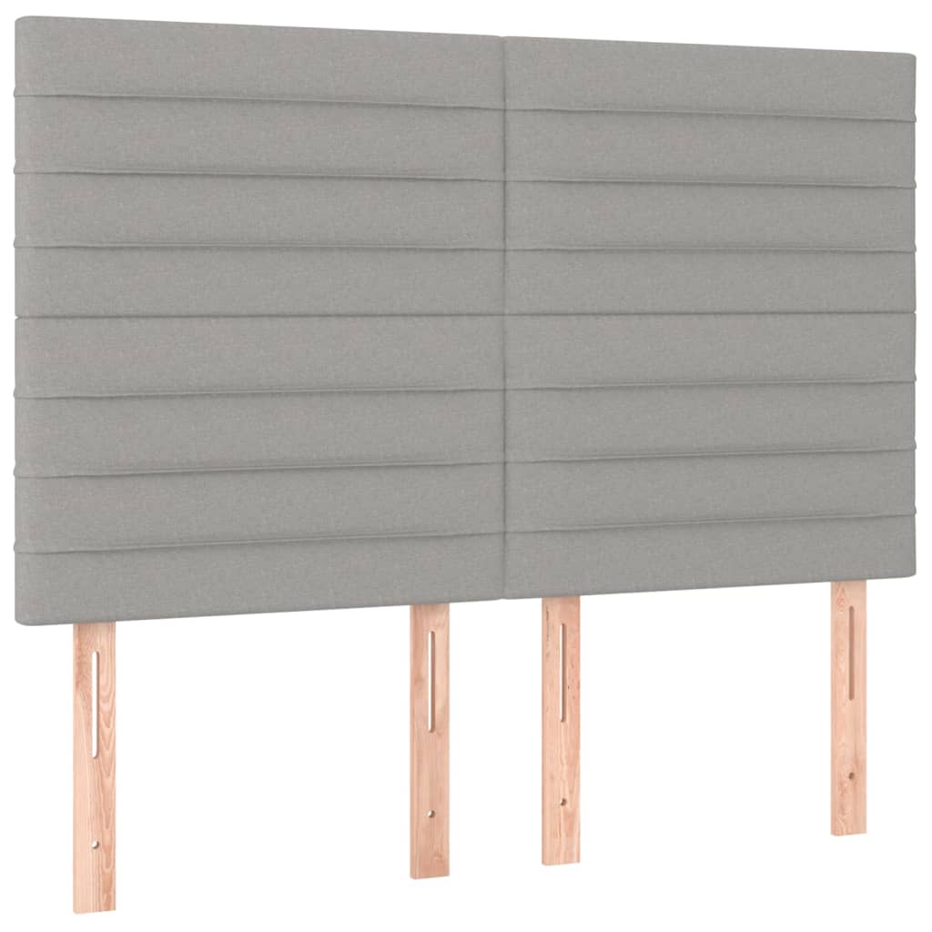 vidaXL Tăblie de pat cu LED, gri deschis, 144x5x118/128 cm, textil