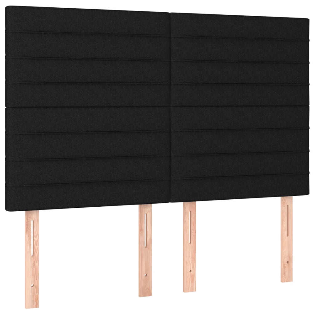 vidaXL Tăblie de pat cu LED, negru, 144x5x118/128 cm, textil vidaXL Tăblie de pat cu LED, negru, 144x5x118/128 cm, textil