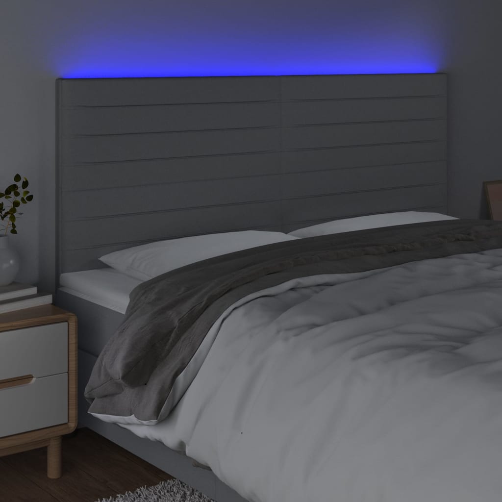 vidaXL Tăblie de pat cu LED, gri deschis, 160x5x118/128 cm, textil vidaXL Tăblie de pat cu LED, gri deschis, 160x5x118/128 cm, textil