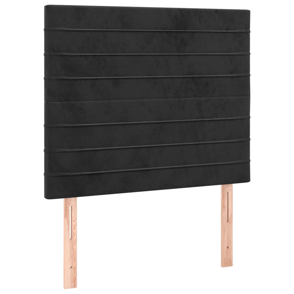 vidaXL Tăblie de pat cu LED, negru, 80x5x118/128 cm, catifea