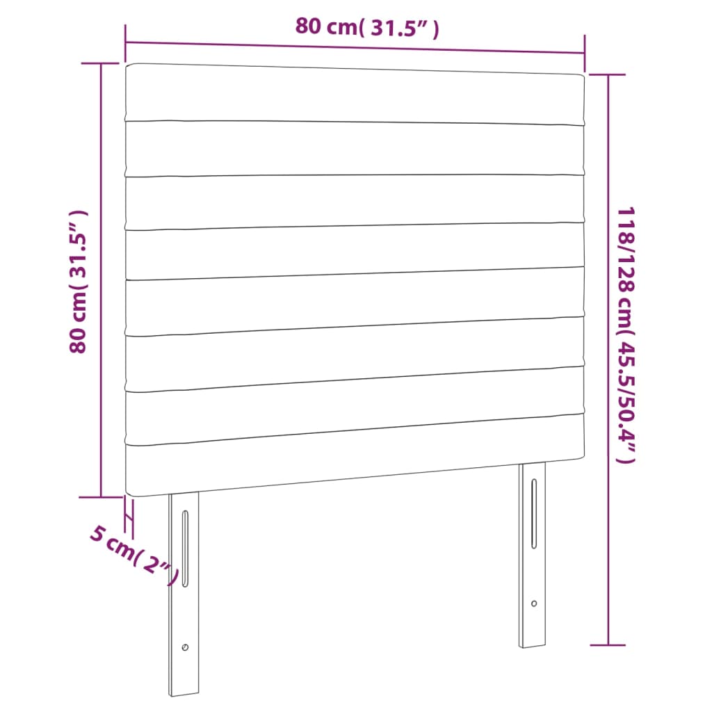vidaXL Tăblie de pat cu LED, albastru închis, 80x5x118/128cm, catifea