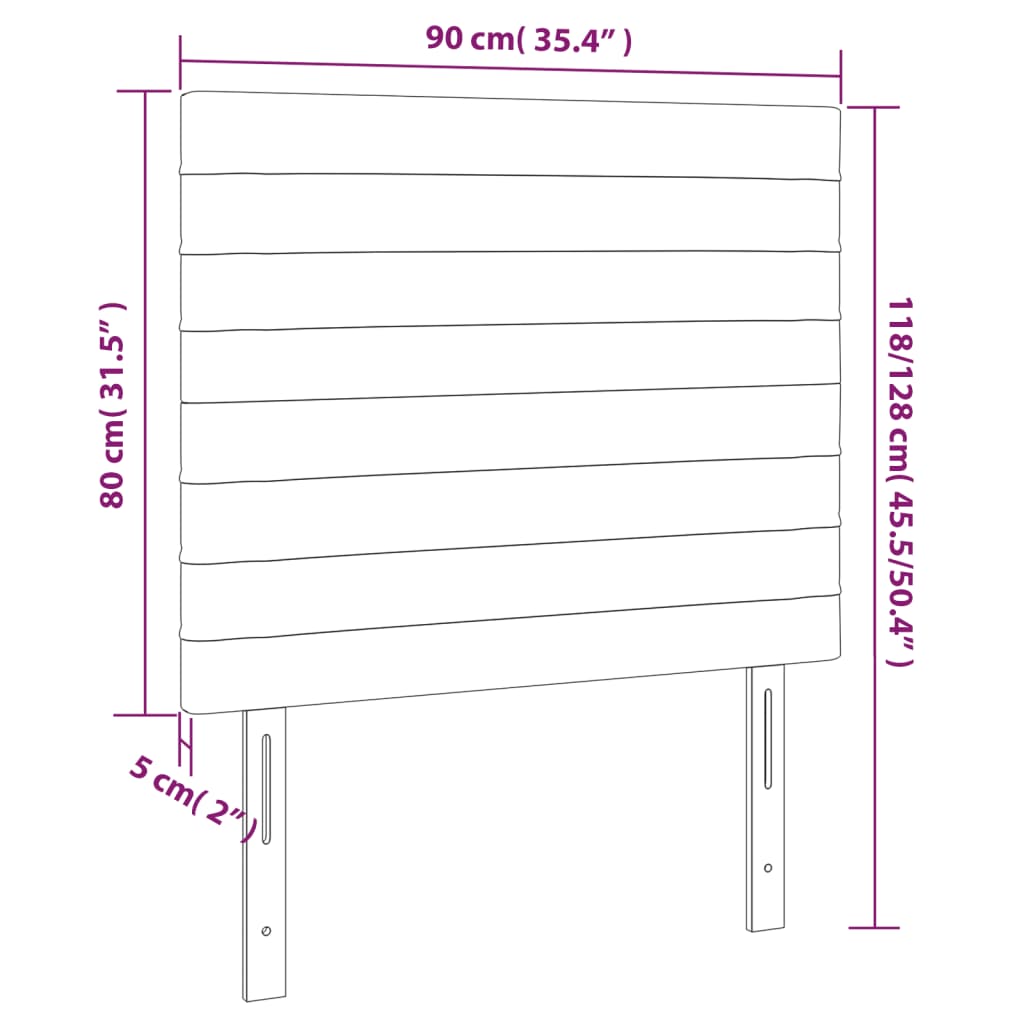 vidaXL Tăblie de pat cu LED, albastru închis, 90x5x118/128 cm, catifea