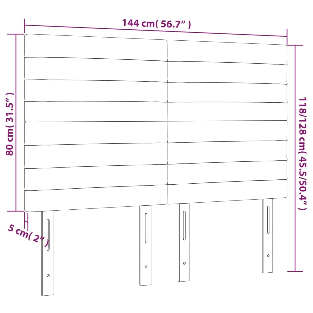 vidaXL Tăblie de pat cu LED, albastru închis, 144x5x118/128cm, catifea