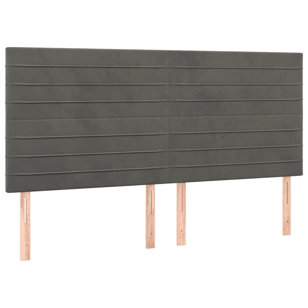 vidaXL Tăblie de pat cu LED, gri închis, 200x5x118/128 cm, catifea vidaXL Tăblie de pat cu LED, gri închis, 200x5x118/128 cm, catifea